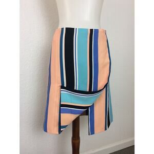Opening Ceremony Skirt Striped Draped Zip Front Knee Length